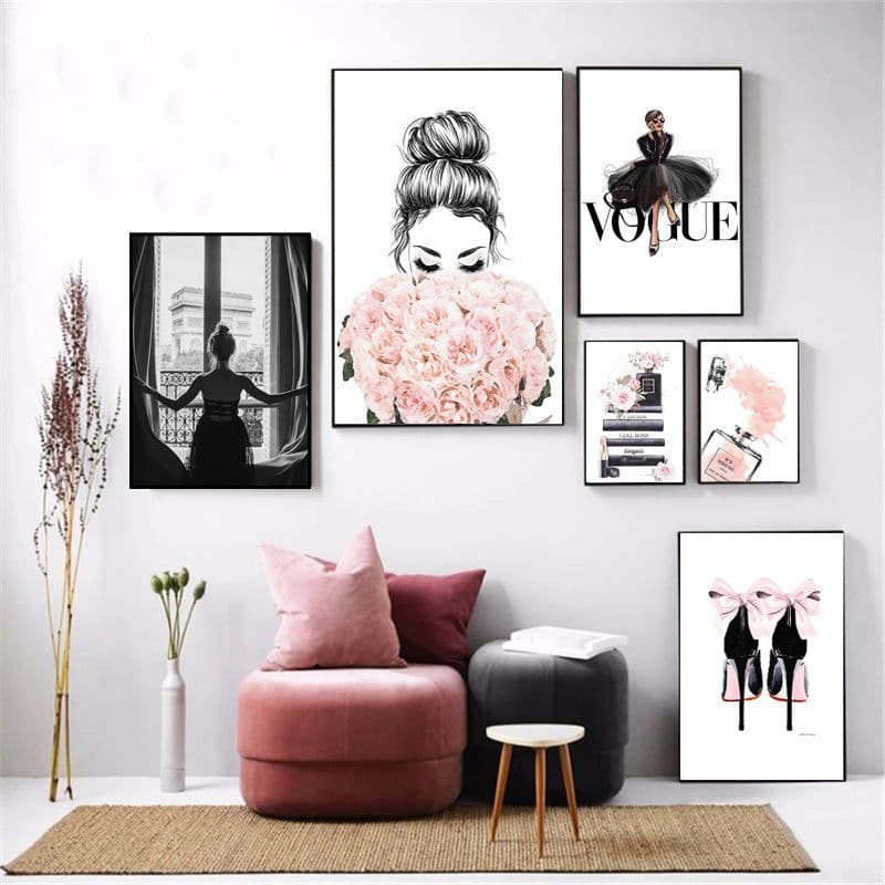 image-High Heels Books Perfume Bottle Magazine Modern Home Decoration Painting