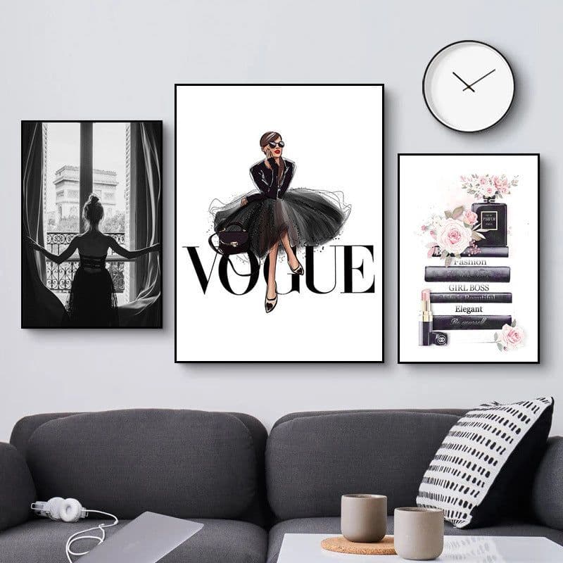 image-High Heels Books Perfume Bottle Magazine Modern Home Decoration Painting