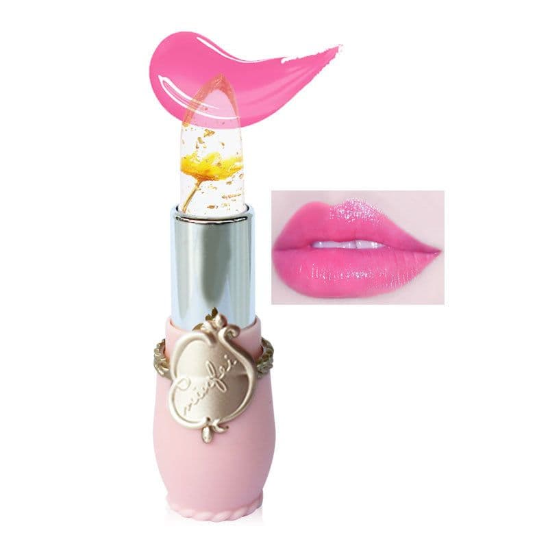 image-Cross-border emaymei dried flower gold leaf jelly color-changing lipstick transparent flower lipstick moisturizing color-changing lipstick wholesale