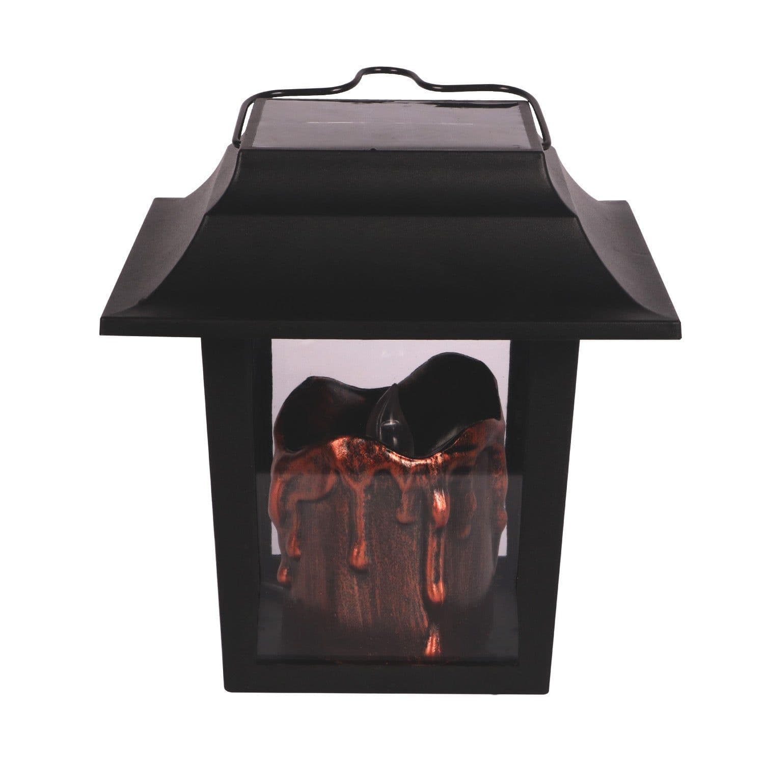 image-Retro Outdoor Decoration Electronic Hanging Lamp Garden Courtyard LED Portable Candle Solar Lanterns