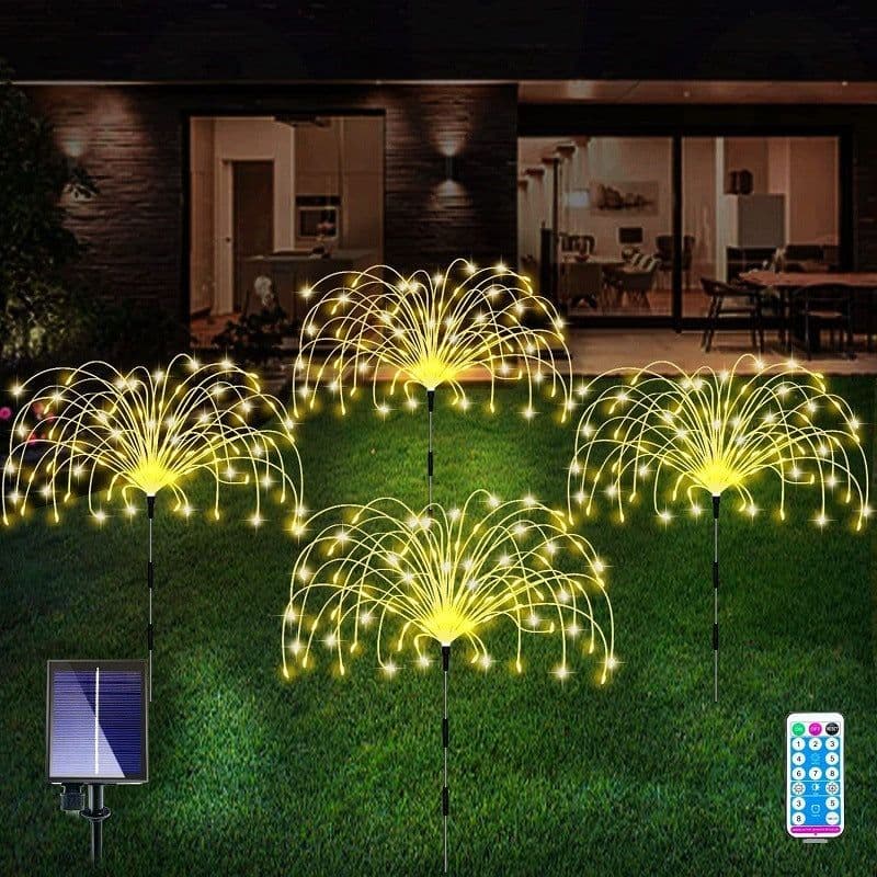 image-Solar Fireworks Lamp Drag A Waterproof Lawn Floor Outlet