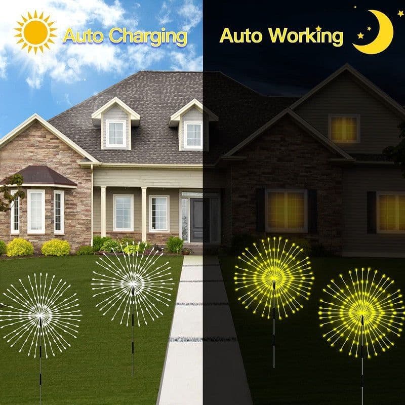image-Solar Fireworks Lamp Drag A Waterproof Lawn Floor Outlet