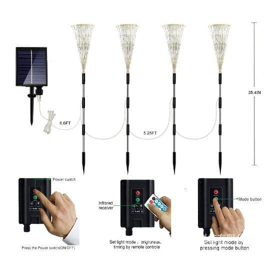 image-Solar Fireworks Lamp Drag A Waterproof Lawn Floor Outlet