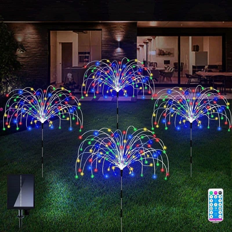 image-Solar Fireworks Lamp Drag A Waterproof Lawn Floor Outlet
