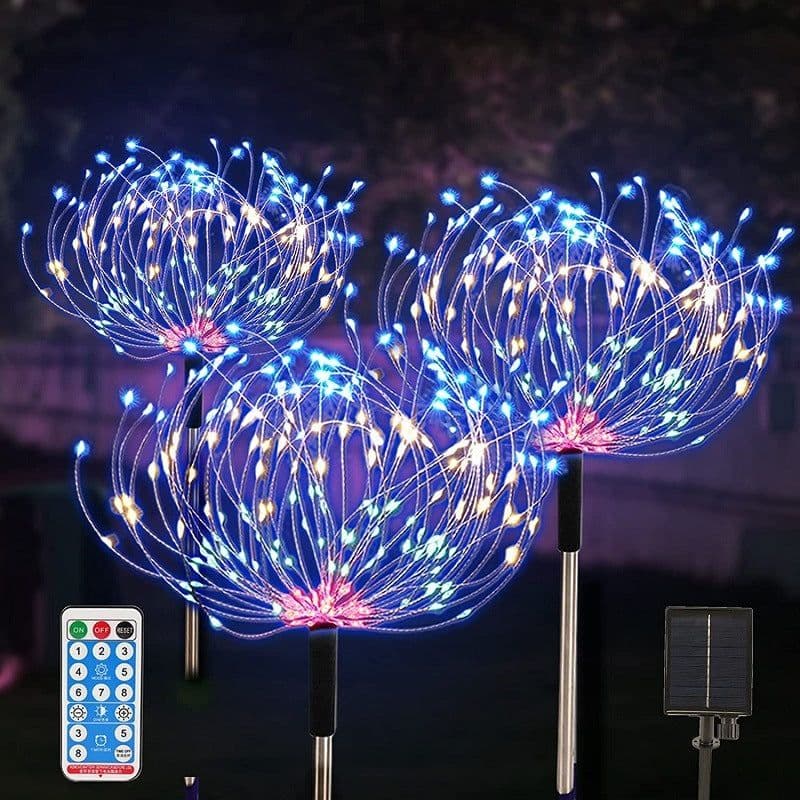 image-Solar Fireworks Lamp Drag A Waterproof Lawn Floor Outlet