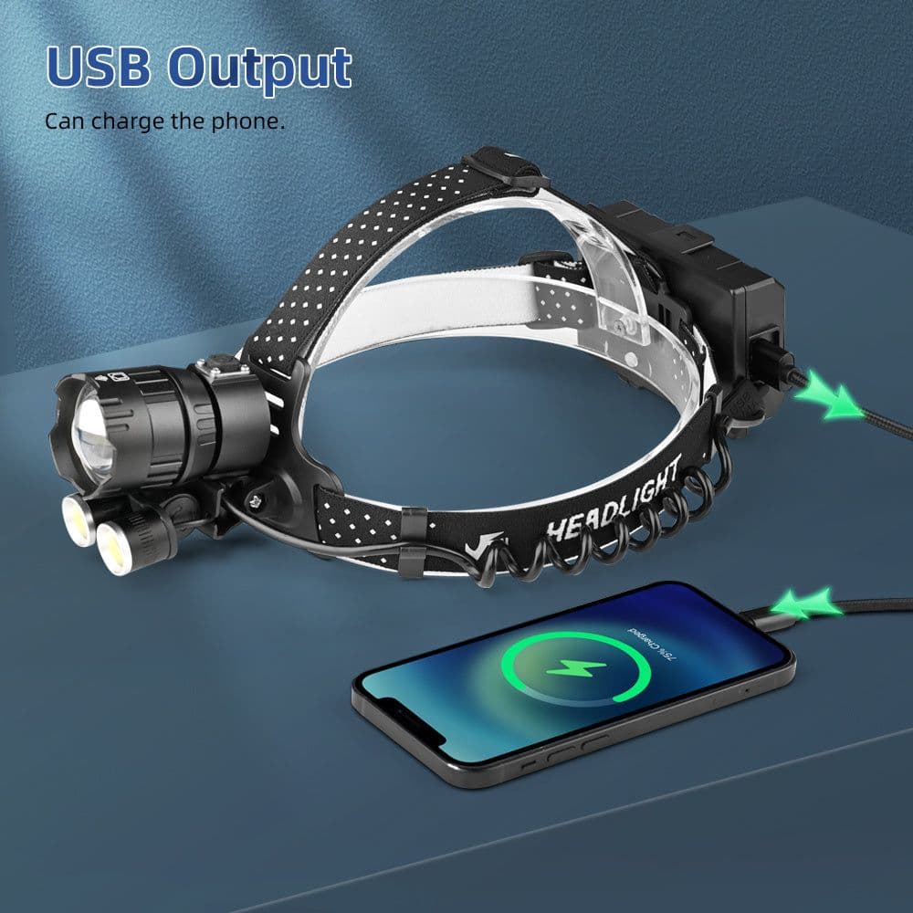 image-Waterproof Camping Working LED4500 Lumen USB Rechargeable Headlamp Mobile Power Supply