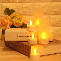 image-LED Glow Rechargeable Yellow Flashing Candle Lamp