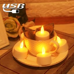 image-LED Glow Rechargeable Yellow Flashing Candle Lamp
