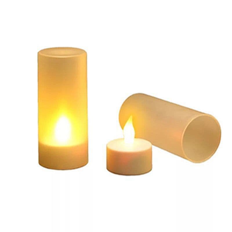 image-LED Glow Rechargeable Yellow Flashing Candle Lamp