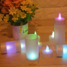 image-LED Glow Rechargeable Yellow Flashing Candle Lamp