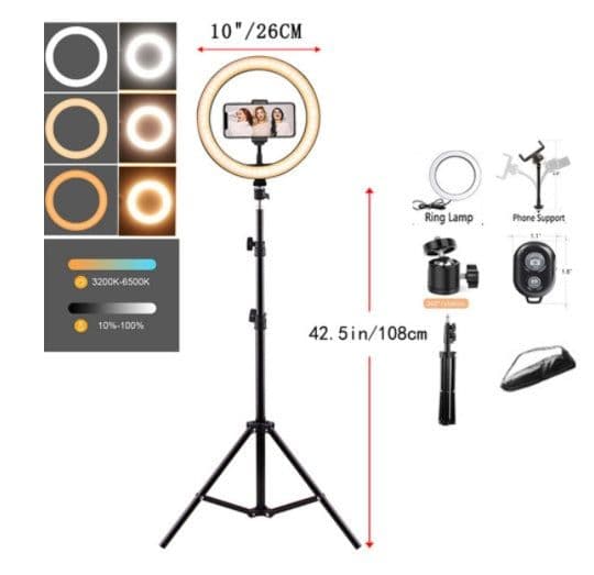 image-Ring Mobile Phone Holder Bracket Tripod Round Fill Light 3 Colors