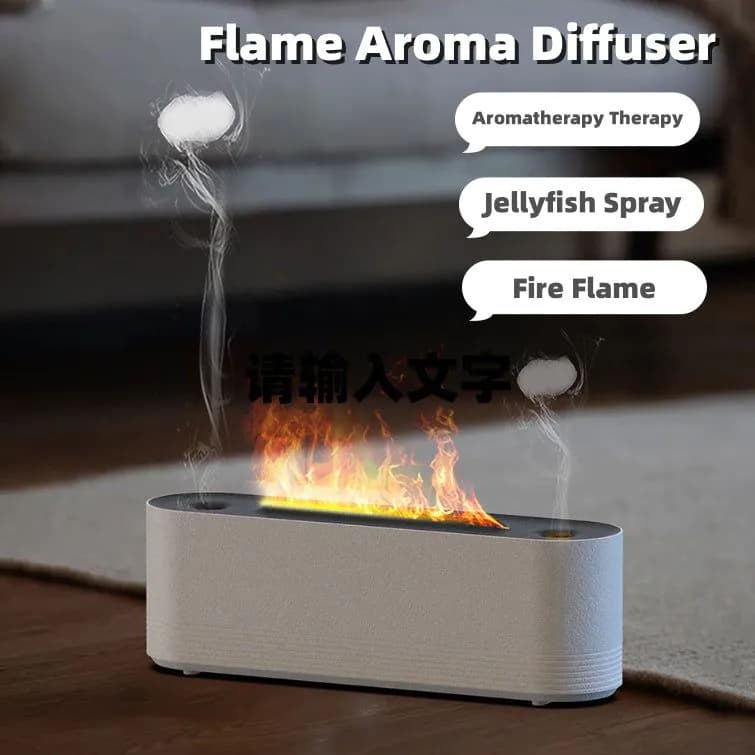 image-Flame Air Humidifier Ultrasonic 7 Colors Aroma Diffuser LED Cool Mist Maker Fogger Essential Oil Room Fragrance Office Home Decor