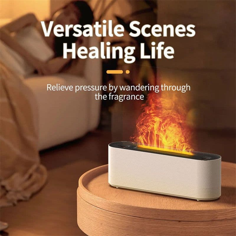 image-Flame Air Humidifier Ultrasonic 7 Colors Aroma Diffuser LED Cool Mist Maker Fogger Essential Oil Room Fragrance Office Home Decor