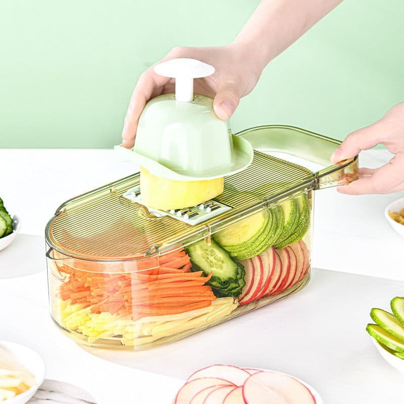 image-Multifunction Transparent Vegetable Cutter Steel Blade Potato Slicer Fruit Shred Dicing Blades Carrot Cheese Grater Chopper Kitchen Gadgets