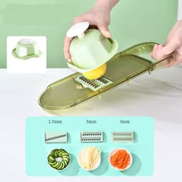 image-Multifunction Transparent Vegetable Cutter Steel Blade Potato Slicer Fruit Shred Dicing Blades Carrot Cheese Grater Chopper Kitchen Gadgets