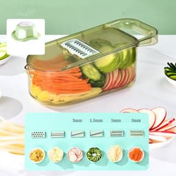 image-Multifunction Transparent Vegetable Cutter Steel Blade Potato Slicer Fruit Shred Dicing Blades Carrot Cheese Grater Chopper Kitchen Gadgets