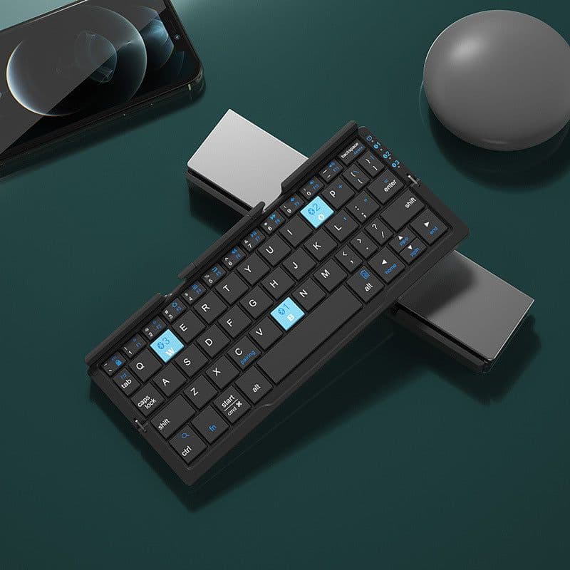 image-Mini Folding Bluetooth Keyboard Wireless Keypad Support3 Devices With Stand Rechargeable Foldable Keyboard For Phone Tablet