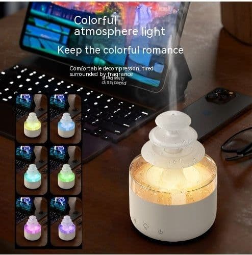 image-Rain Cloud Night Light Humidifier With Raining Water Drop Sound And 7 Color Led Light Essential Oil Diffuser Aromatherapy