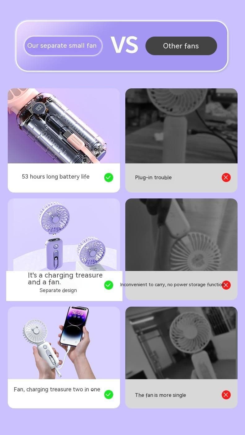 image-2-in-1 Handheld Fan Fast Charging Power Supply Portable Handheld Small Fan Desktop Silent Mini Fan For Home