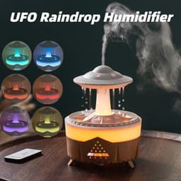 image-New UFO Raindrop Humidifier Water Drop Air Humidifier USB Aromatherapy Essential Oils Aroma Air Diffuser Household Mist Maker Home Decor