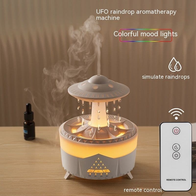 image-New UFO Raindrop Humidifier Water Drop Air Humidifier USB Aromatherapy Essential Oils Aroma Air Diffuser Household Mist Maker Home Decor