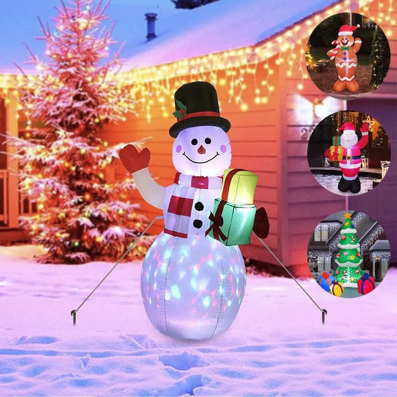 image-Christmas LED Lights Glowing Santa Tree Snowman Inflatable Doll Outdoor Yard Garden Decor
