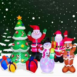 image-Christmas LED Lights Glowing Santa Tree Snowman Inflatable Doll Outdoor Yard Garden Decor