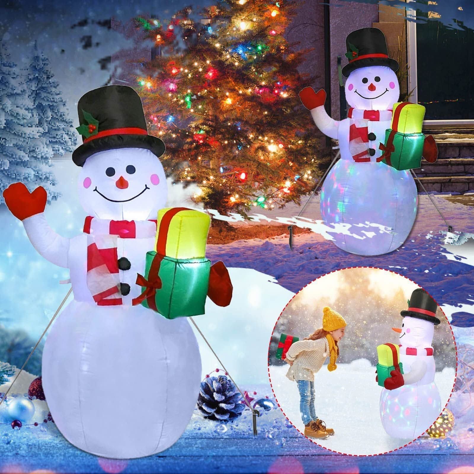 image-Christmas LED Lights Glowing Santa Tree Snowman Inflatable Doll Outdoor Yard Garden Decor