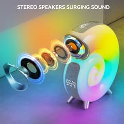 image-Conch Smart RGB Atmosphere Light Bluetooth Speaker Alarm Clock Wake-up Lamp White Noise Machine For Sleeping Baby APP Control