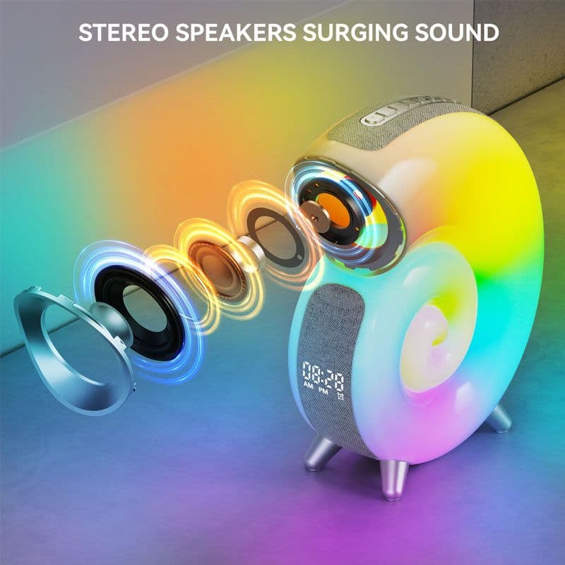 image-Conch Smart RGB Atmosphere Light Bluetooth Speaker Alarm Clock Wake-up Lamp White Noise Machine For Sleeping Baby APP Control