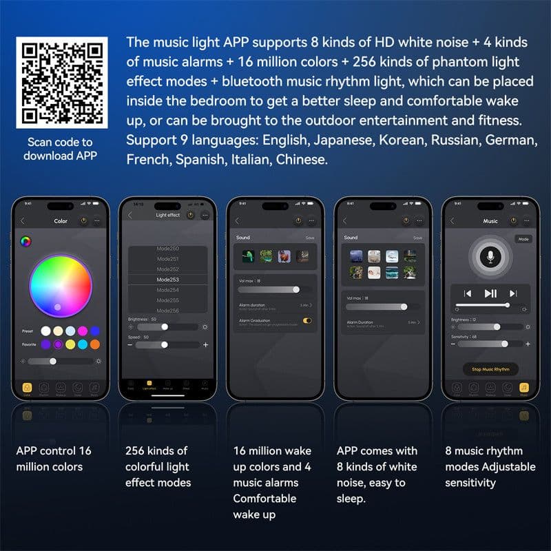 image-Conch Smart RGB Atmosphere Light Bluetooth Speaker Alarm Clock Wake-up Lamp White Noise Machine For Sleeping Baby APP Control