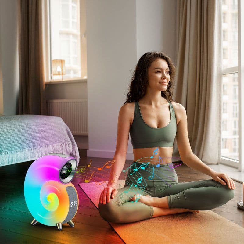 image-Conch Smart RGB Atmosphere Light Bluetooth Speaker Alarm Clock Wake-up Lamp White Noise Machine For Sleeping Baby APP Control
