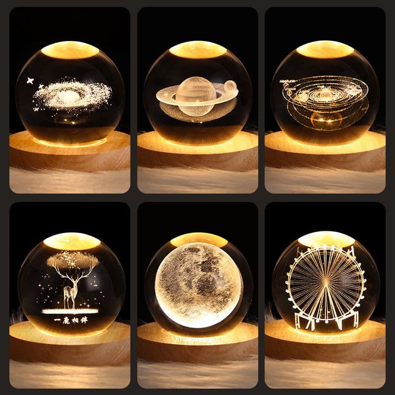 image-LED Night Light Galaxy Crystal Ball Table Lamp 3D Planet Moon Lamp Bedroom Home Decor For Kids Party Children Birthday Gifts