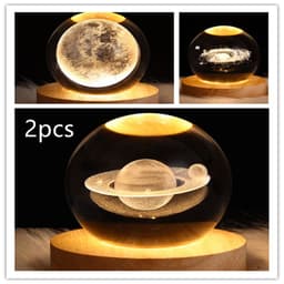image-LED Night Light Galaxy Crystal Ball Table Lamp 3D Planet Moon Lamp Bedroom Home Decor For Kids Party Children Birthday Gifts