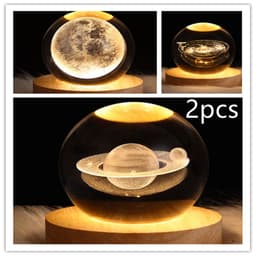 image-LED Night Light Galaxy Crystal Ball Table Lamp 3D Planet Moon Lamp Bedroom Home Decor For Kids Party Children Birthday Gifts