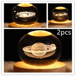 image-LED Night Light Galaxy Crystal Ball Table Lamp 3D Planet Moon Lamp Bedroom Home Decor For Kids Party Children Birthday Gifts