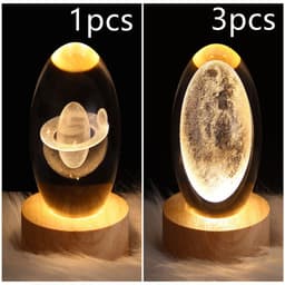 image-LED Night Light Galaxy Crystal Ball Table Lamp 3D Planet Moon Lamp Bedroom Home Decor For Kids Party Children Birthday Gifts