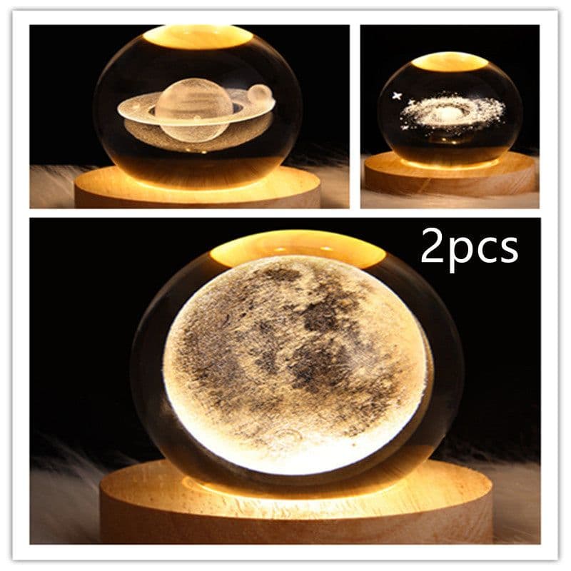 image-LED Night Light Galaxy Crystal Ball Table Lamp 3D Planet Moon Lamp Bedroom Home Decor For Kids Party Children Birthday Gifts