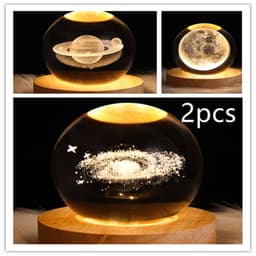 image-LED Night Light Galaxy Crystal Ball Table Lamp 3D Planet Moon Lamp Bedroom Home Decor For Kids Party Children Birthday Gifts