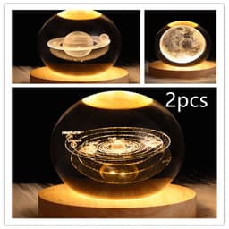 image-LED Night Light Galaxy Crystal Ball Table Lamp 3D Planet Moon Lamp Bedroom Home Decor For Kids Party Children Birthday Gifts