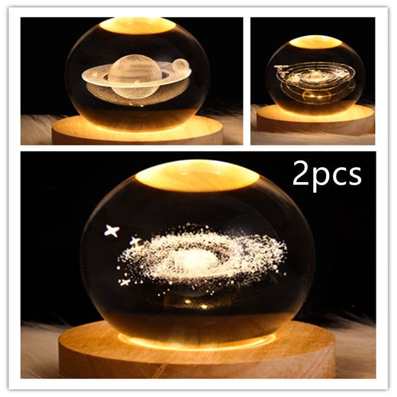 image-LED Night Light Galaxy Crystal Ball Table Lamp 3D Planet Moon Lamp Bedroom Home Decor For Kids Party Children Birthday Gifts
