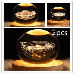 image-LED Night Light Galaxy Crystal Ball Table Lamp 3D Planet Moon Lamp Bedroom Home Decor For Kids Party Children Birthday Gifts