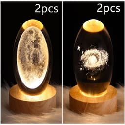 image-LED Night Light Galaxy Crystal Ball Table Lamp 3D Planet Moon Lamp Bedroom Home Decor For Kids Party Children Birthday Gifts