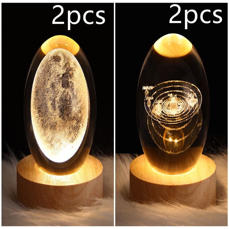 image-LED Night Light Galaxy Crystal Ball Table Lamp 3D Planet Moon Lamp Bedroom Home Decor For Kids Party Children Birthday Gifts