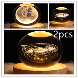 image-LED Night Light Galaxy Crystal Ball Table Lamp 3D Planet Moon Lamp Bedroom Home Decor For Kids Party Children Birthday Gifts