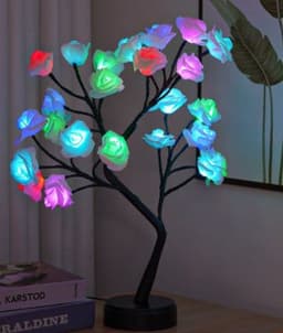 image-Table Lamp Flower Tree Rose Lamps Fairy Desk Night Lights USB Operated Gifts For Wedding Valentine Christmas Decoration