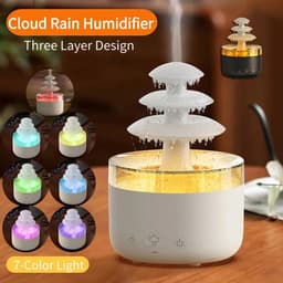 image-New Cloud Rain Air Humidifier Essential Oil Aromatherapy Diffuser USB Mute Mist Air Humidifier With Colorful Light