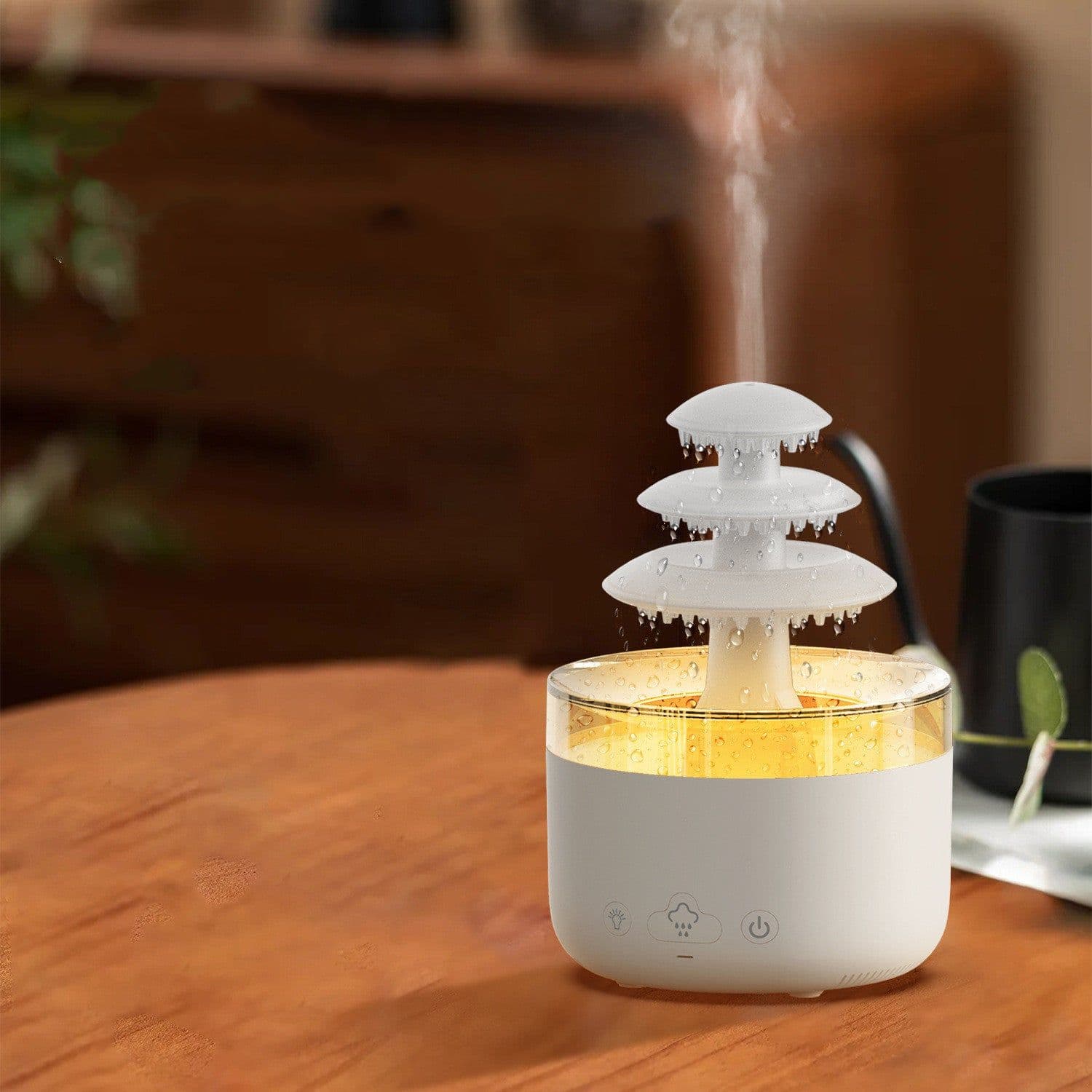image-New Cloud Rain Air Humidifier Essential Oil Aromatherapy Diffuser USB Mute Mist Air Humidifier With Colorful Light