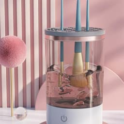 image-Women Eye Shadow Brush Cleaning Tool Portable Electric Makeup Brush Cleaner Machine With USB Charging Automatic Cosmetic Brush