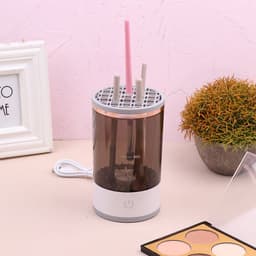 image-Women Eye Shadow Brush Cleaning Tool Portable Electric Makeup Brush Cleaner Machine With USB Charging Automatic Cosmetic Brush